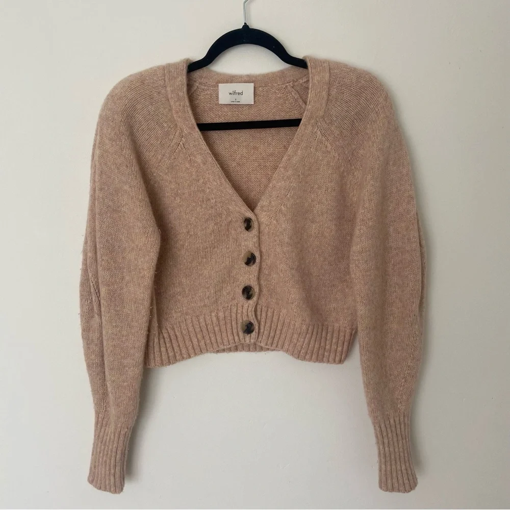 Aritzia Cream Button-Front V-Neck Cardigan Sweater - Picture 4 of 11